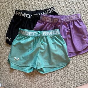 Under Armour Girls Athletic Shorts - Black, Purple, Teal